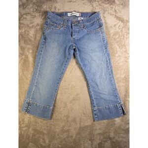 Levis Low Slouch Cropped Jeans Womens 1 Medium Wash Denim Capri Side Slit Pants